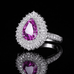 925 AYAR GÜMÜŞ DAMLA KESİM  LİLA-PEMBE TONLU ZİRKON TAŞLI  YÜZÜK – IŞILTILI VE ŞIK TASARIM