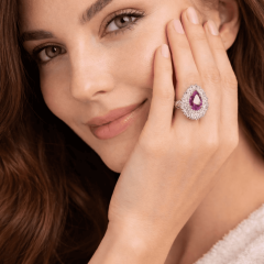 925 AYAR GÜMÜŞ DAMLA KESİM  LİLA-PEMBE TONLU ZİRKON TAŞLI  YÜZÜK – IŞILTILI VE ŞIK TASARIM