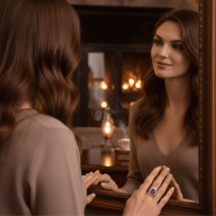 925 AYAR GÜMÜŞ DAMLA KESİM  LİLA-PEMBE TONLU ZİRKON TAŞLI  YÜZÜK – IŞILTILI VE ŞIK TASARIM