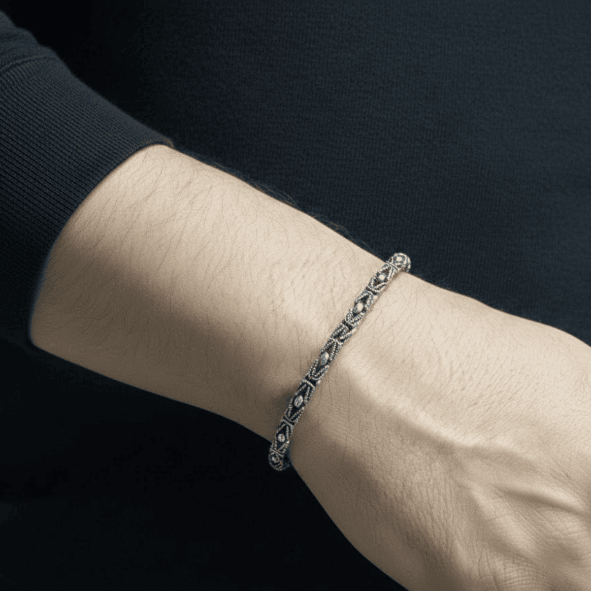 Erkek 925 Ayar Gümüş Kral Bileklik