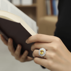 925 AYAR OVAL KESİM SARI ZİRKON TAŞLI  GÜMÜŞ YÜZÜK – IŞILTILI VE ŞIK TASARIM