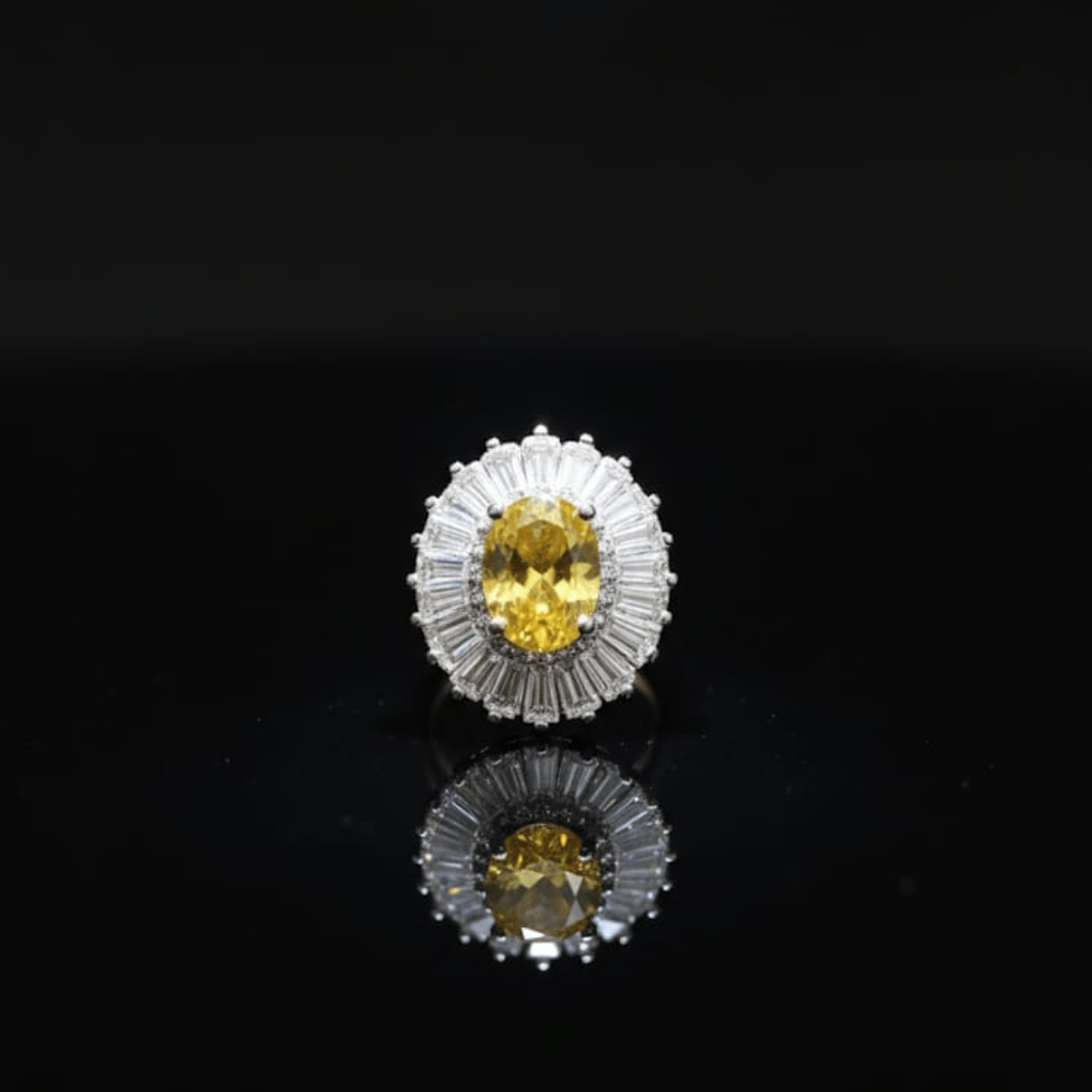 925 AYAR OVAL KESİM SARI ZİRKON TAŞLI  GÜMÜŞ YÜZÜK – IŞILTILI VE ŞIK TASARIM