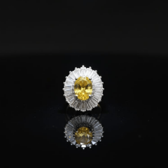 925 AYAR OVAL KESİM SARI ZİRKON TAŞLI  GÜMÜŞ YÜZÜK – IŞILTILI VE ŞIK TASARIM