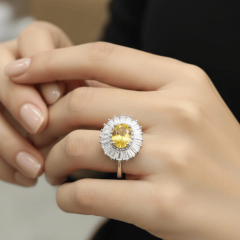 925 AYAR OVAL KESİM SARI ZİRKON TAŞLI  GÜMÜŞ YÜZÜK – IŞILTILI VE ŞIK TASARIM