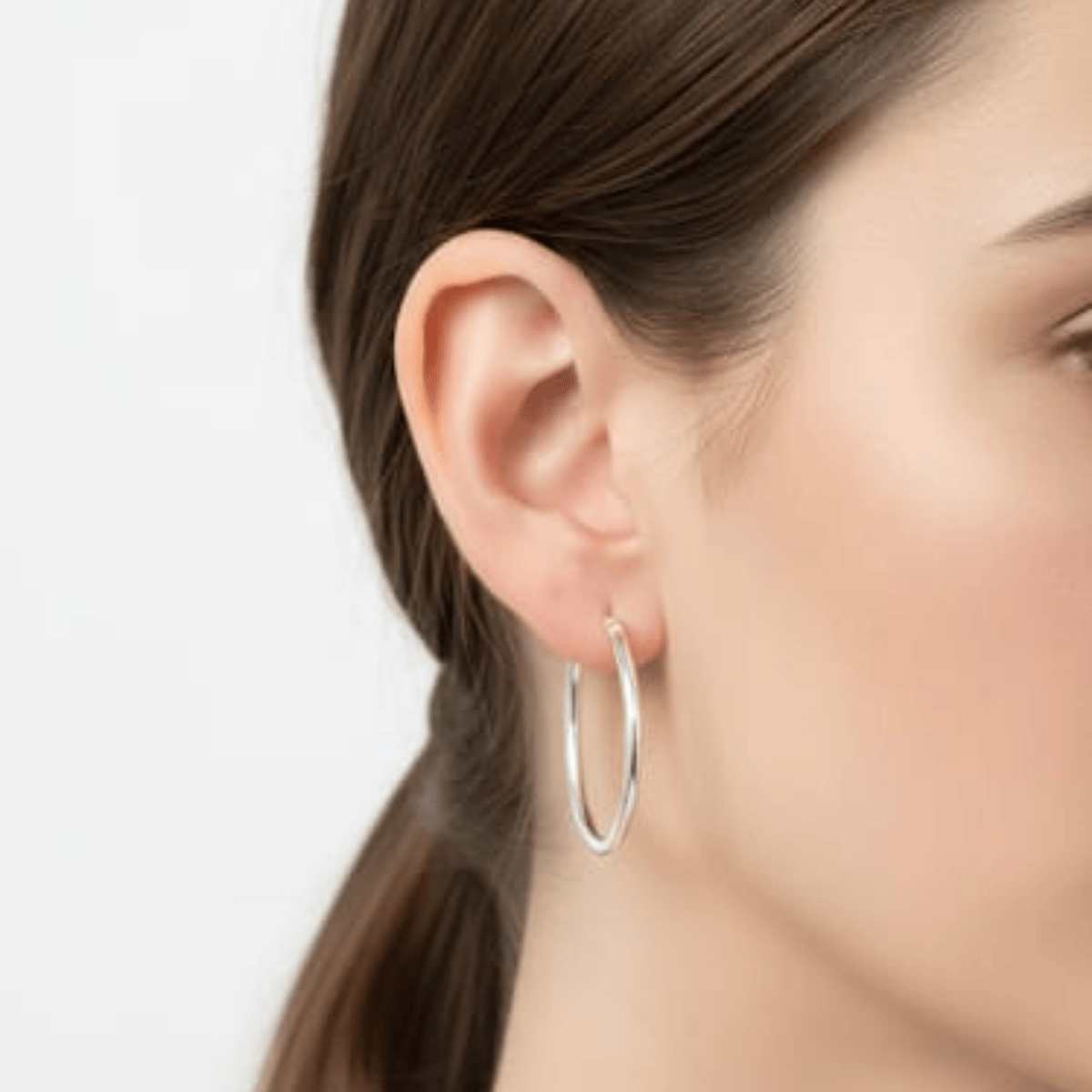 925 Ayar Gümüş 2.5 cm Klasik Halka Küpe - Orta Boy İnce Tasarım