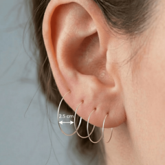 925 Ayar Gümüş 2.5 cm Klasik Halka Küpe - Orta Boy İnce Tasarım