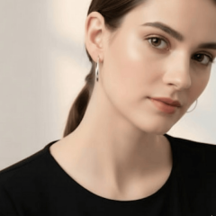 925 Ayar Gümüş 2.5 cm Klasik Halka Küpe - Orta Boy İnce Tasarım