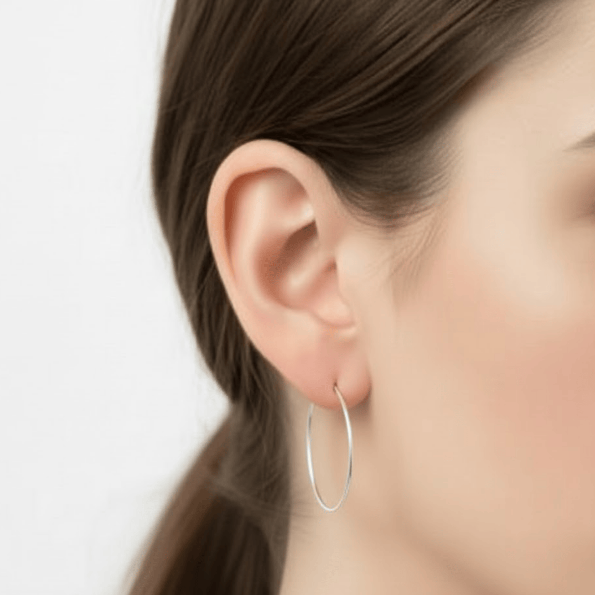 925 Ayar Gümüş 2.5 cm Klasik Halka Küpe - Orta Boy İnce Tasarım