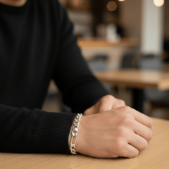 Erkek 925 Ayar Gümüş Düz Zincir Bileklik