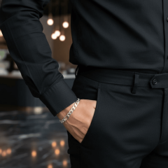 Erkek 925 Ayar Gümüş Düz Zincir Bileklik