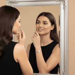 925 Ayar Halo Zirkon Taşlı Yassı Yılan Zincirli Bileklik