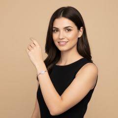 925 Ayar Halo Zirkon Taşlı Yassı Yılan Zincirli Bileklik