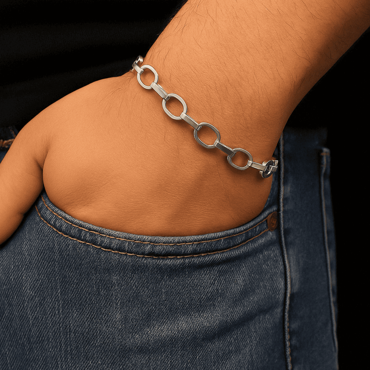 925 Ayar Gümüş Bileklik (Oval Doç Zincir)