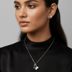 925 Ayar Gümüş Kelebek Figürlü Üçlü Takı Seti – Kolye Bileklik Küpe Şık Tasarım