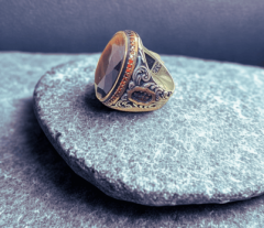 925 Ayar Gümüş Yüzük - Kahverengi Taşlı Gümüş Yüzük