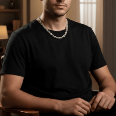 925 Ayar Gümüş İşlemeli Doç Erkek Zincir Kolye