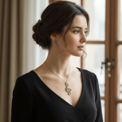 925 Ayar Gerçek Gümüş Zirkon Taşlı Sol Anahtarı Kolye