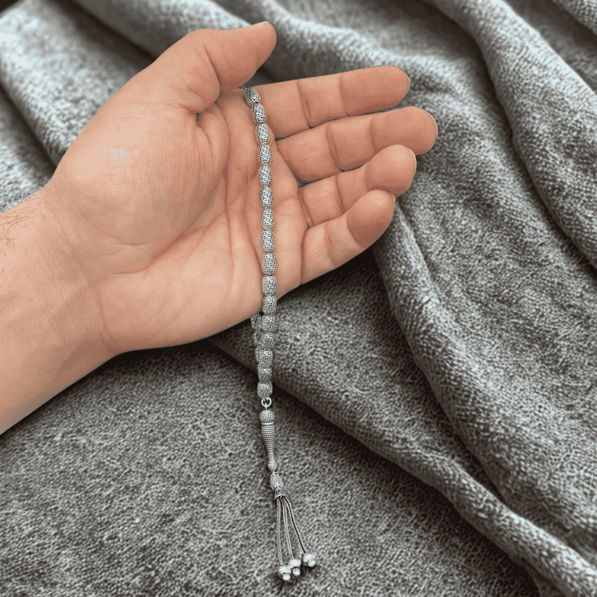 925 Ayar Gümüş Örgü Desenli Özel Tasarım Tesbih