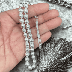 925 Ayar Parlak Bombeli Gümüş Tesbih