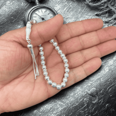 925 Ayar Parlak Bombeli Gümüş Tesbih