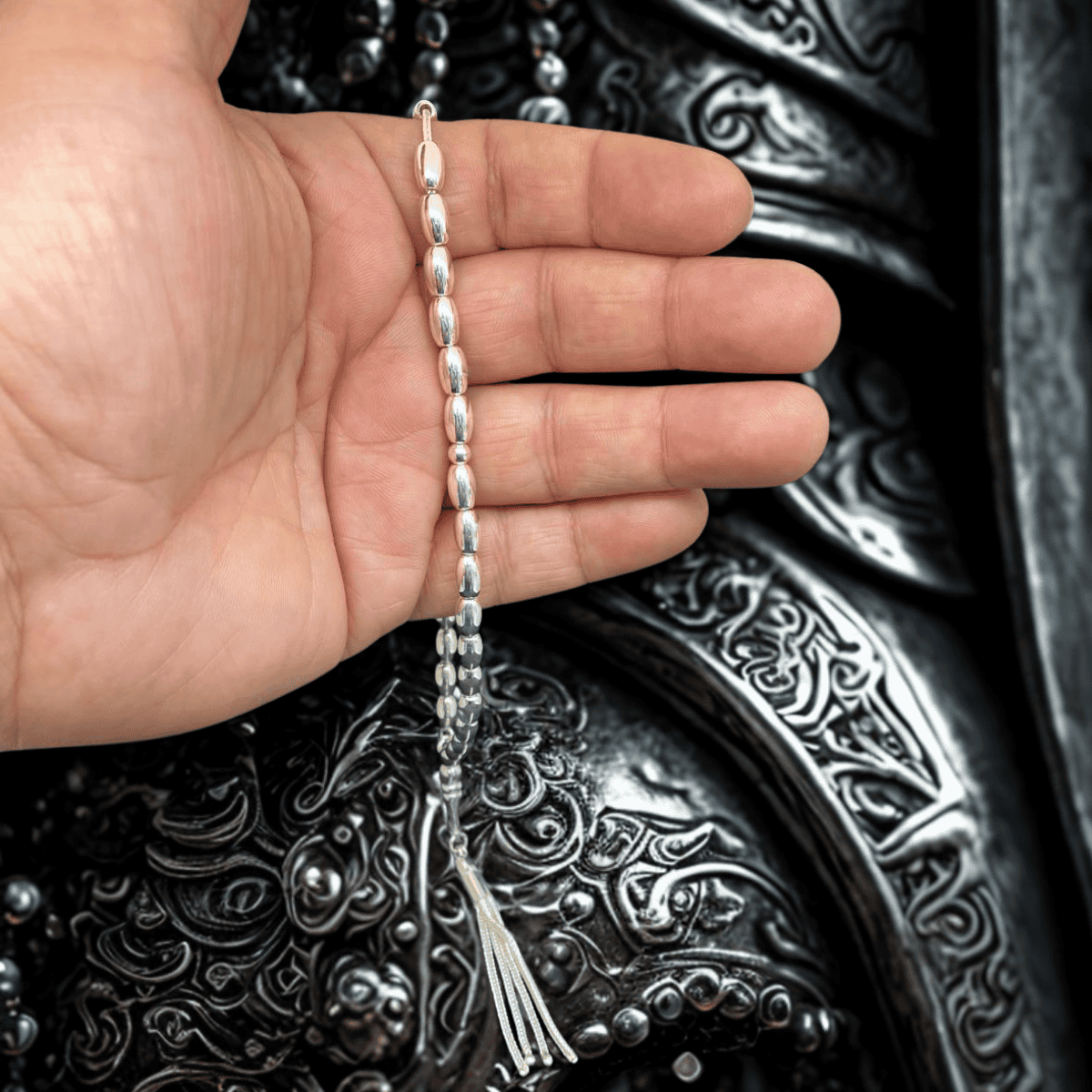 925 Ayar Düz Parlak Gümüş  Özel Tesbih