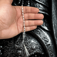 925 Ayar Düz Parlak Gümüş  Özel Tesbih