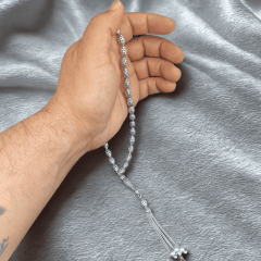 925 Ayar Oymalı Gümüş  El Yapımı Tesbih