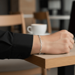 Erkek 925 Ayar Gümüş Düz Zincir İnce Bileklik