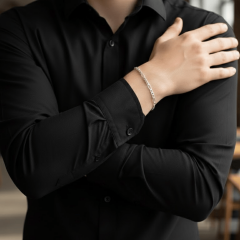 Erkek 925 Ayar Gümüş Düz Zincir İnce Bileklik