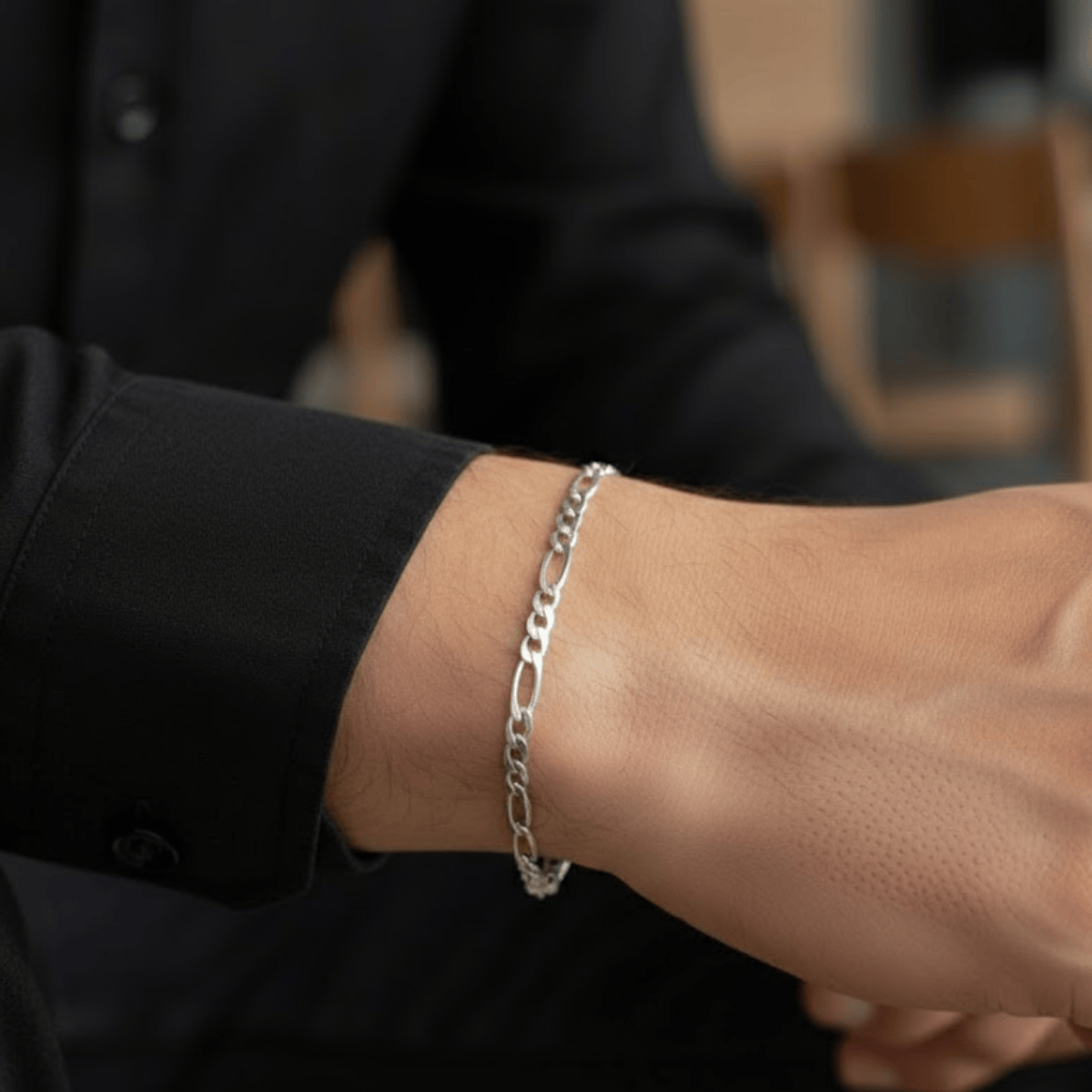 Erkek 925 Ayar Gümüş Düz Zincir İnce Bileklik