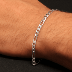 Erkek 925 Ayar Gümüş Düz Zincir İnce Bileklik