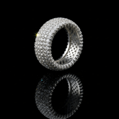 925 Ayar Gümüş Beş Sıra Zirkon Taşlı Tamtur  Yüzük