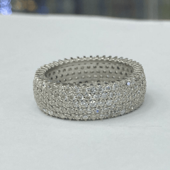 925 Ayar Gümüş Beş Sıra Zirkon Taşlı Tamtur  Yüzük