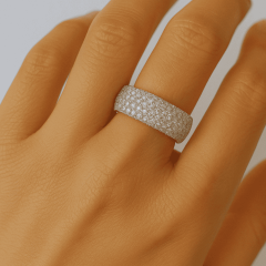 925 Ayar Gümüş Beş Sıra Zirkon Taşlı Tamtur  Yüzük