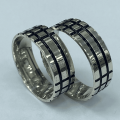 925 Ayar Gümüş Alyans  (Kareli Desenli)