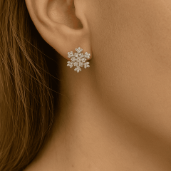 925 Ayar Kar Tanesi Tasarımlı Gümüş Küpe