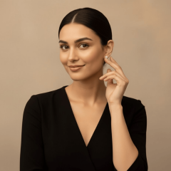 925 Ayar Yuvarlak Taşlı Gümüş Küpe