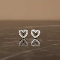 925 Ayar Taşlı Kalp Küpe