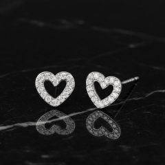 925 Ayar Taşlı Kalp Küpe