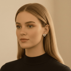 925 Ayar Taşlı Kalp Küpe