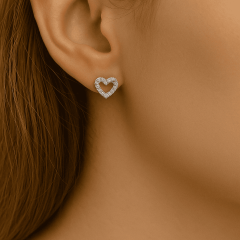 925 Ayar Taşlı Kalp Küpe