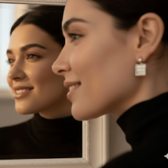 925 Ayar Kare Baget Taşlı Gümüş Küpe