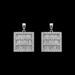 925 Ayar Kare Baget Taşlı Gümüş Küpe