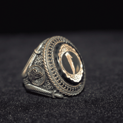 925 Ayar Gümüş Yüzük - Osmanlı Tuğralı Erkek Yüzük