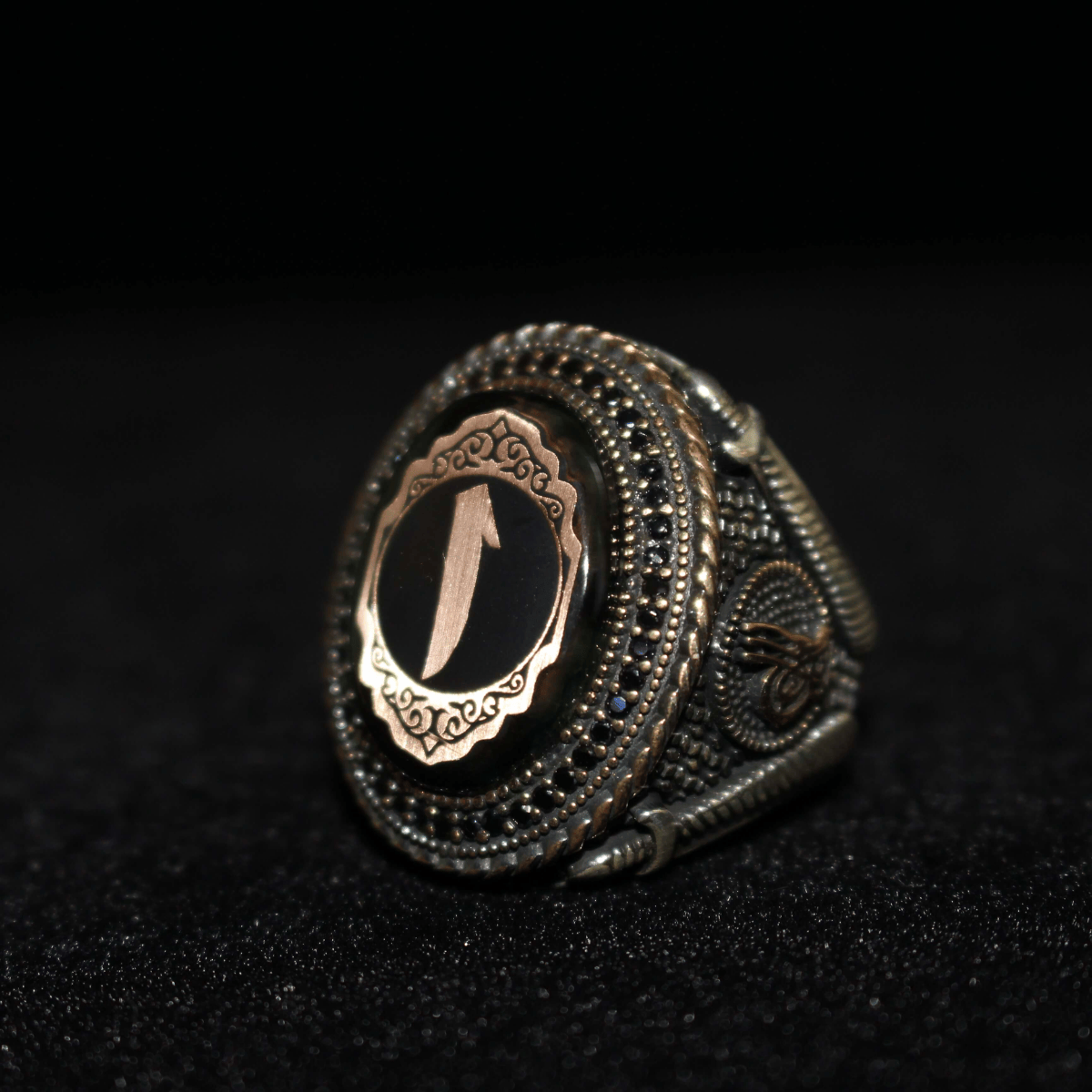 925 Ayar Gümüş Yüzük - Osmanlı Tuğralı Erkek Yüzük