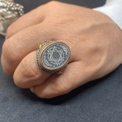 925 Ayar Gümüş Yüzük - Geleneksel Motifli Erkek Yüzük