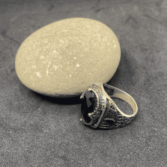 925 Ayar Gümüş Yüzük - Lacivert Taşlı Erkek Yüzük