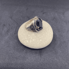 925 Ayar Gümüş Yüzük - Lacivert Taşlı Erkek Yüzük