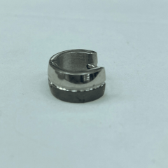 Çelik Erkek Küpe Çift Renk Mat & Parlak Siyah Gümüş Tasarım (Tekli)