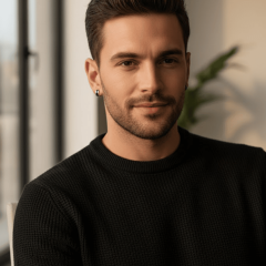 Çelik Erkek Küpe Çift Renk Mat & Parlak Siyah Gümüş Tasarım (Tekli)